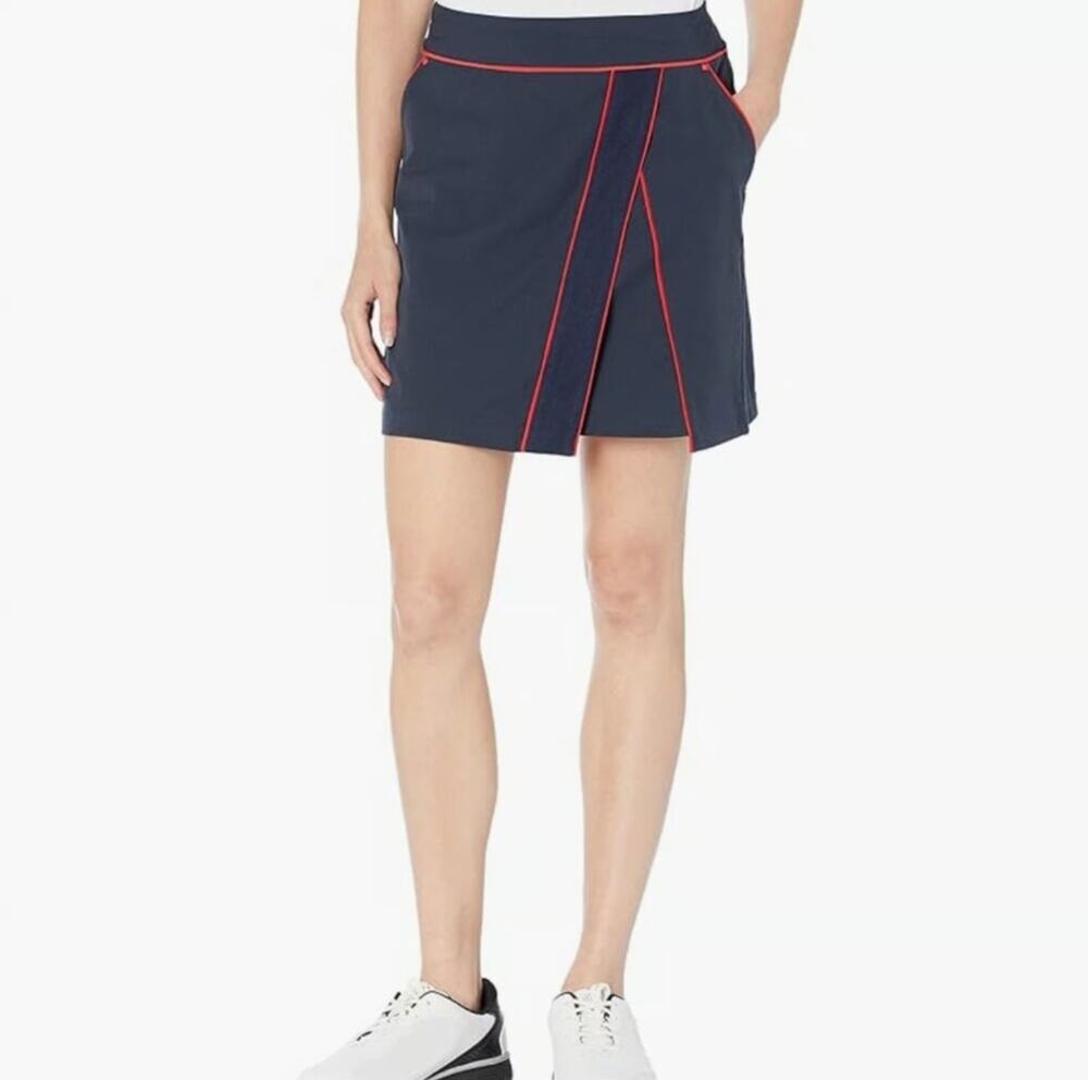 Greg Norman Ml75 Team Pull-on Skort Golf Size 10 Navy Blue with Red New with Tag